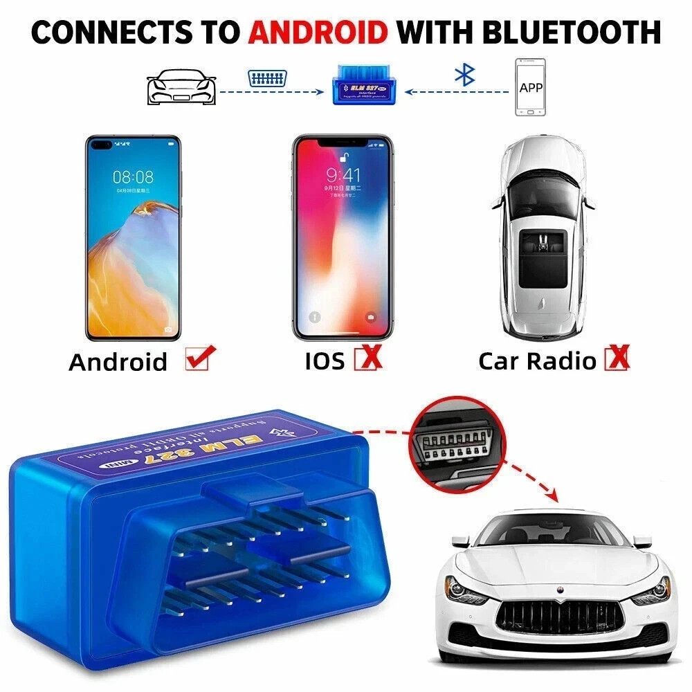 New ELM327 V2.1 Bluetooth OBD2 Code Reader For Android Torque Super Diagnostic