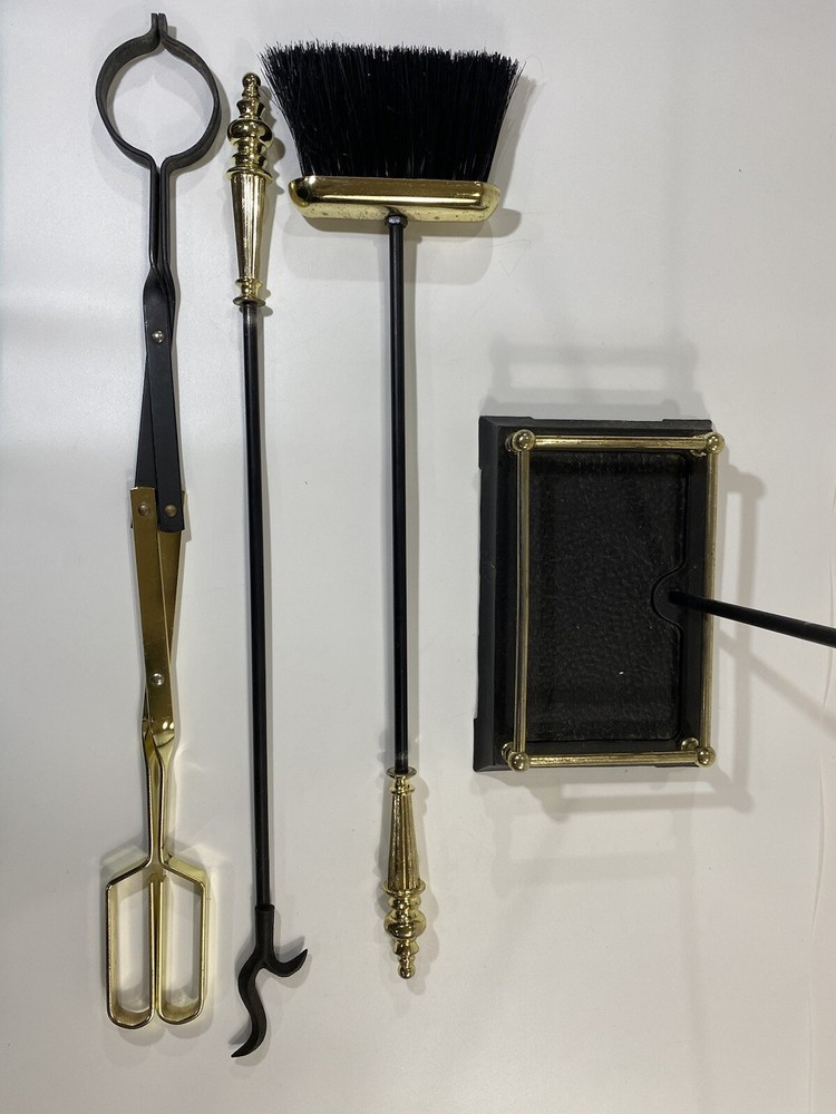 Fireplace Tool Set Gold Black, Brass, Vintage, Fire Place, Missing Shovel