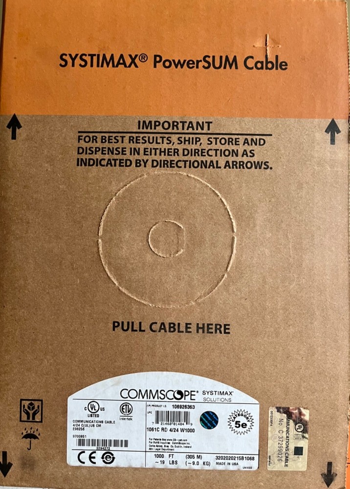 Commscope Systimax powerSum Cat5e (RED) Non-Plenum 1000’ 🧨