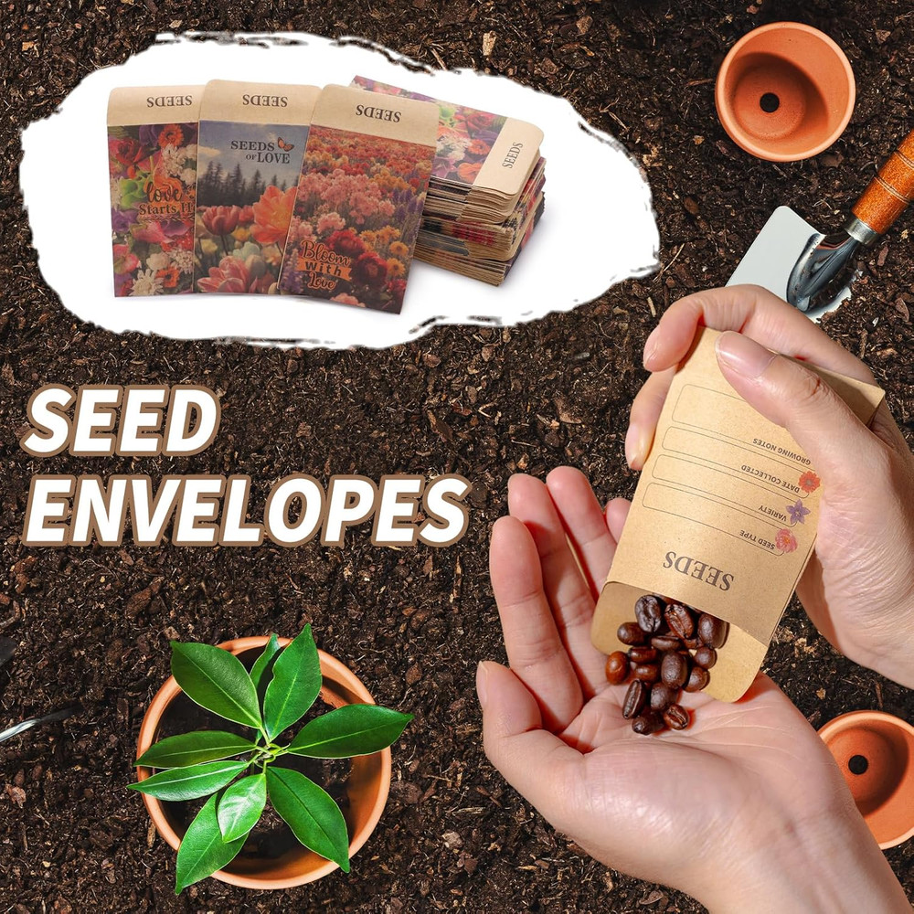 200 Pcs Seed Envelopes, Seed Packets Self-adhesive Sealing Small Seed Saving Env