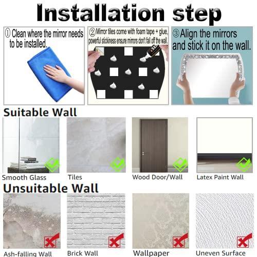 ZOLAPI Full Length Wall Mirror,Wave Pattern Irregular Crushed Diamond Full Body