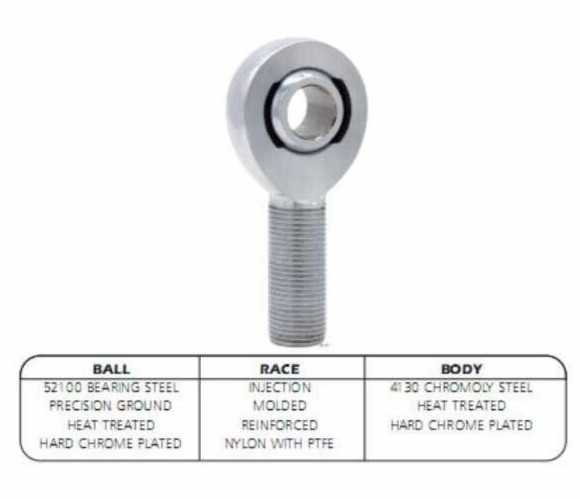 1/2 in. Bore x 3/4-16 Thread Chromoly Rod End Kit