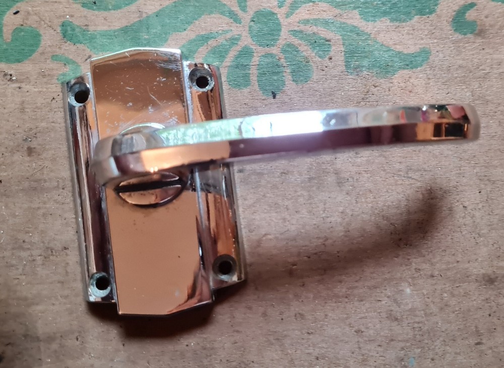 One Single chrome Old vintage door handle Lever