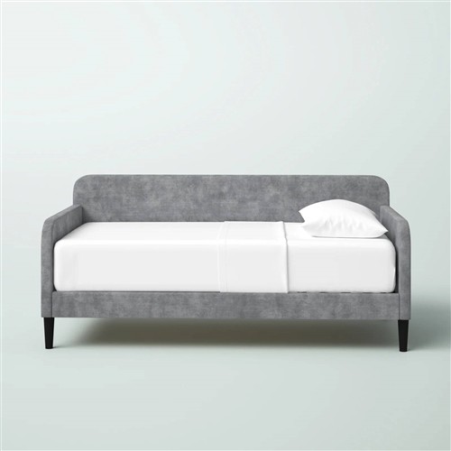 Twin Modern Grey Silver Velvet Upholstered Daybed