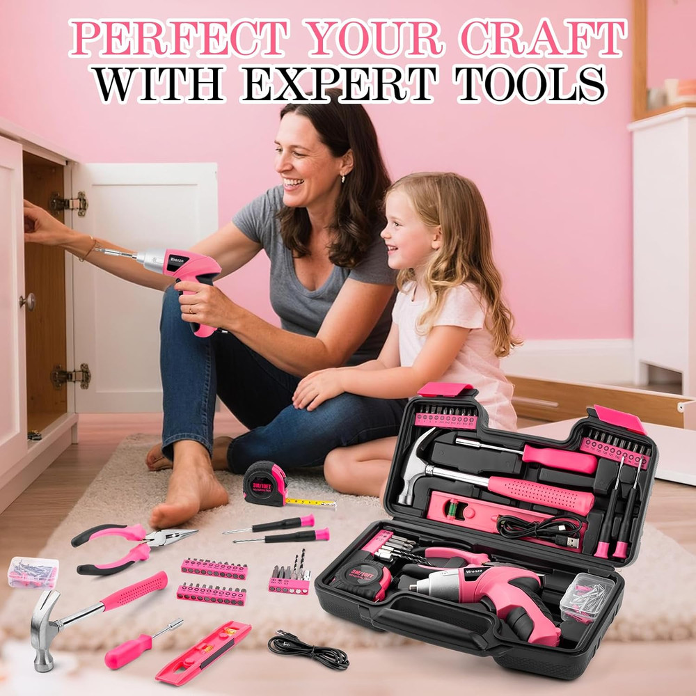 Drill Set, Cordless Drill, Small Tool Kit, 112pc 3.6V USB Tool Set, Tool Kit for
