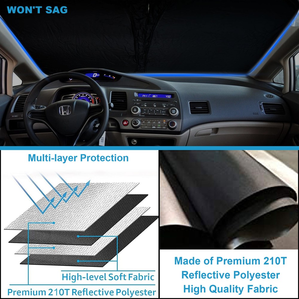 Front Windshield Sun Shade For Honda Civic 2006-2011 Sun UV Rays Block Protector