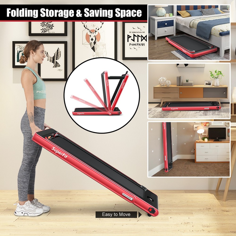 2.25HP 2 in 1 Dual Display Folding Jogging Machine Treadmill APP Speaker
