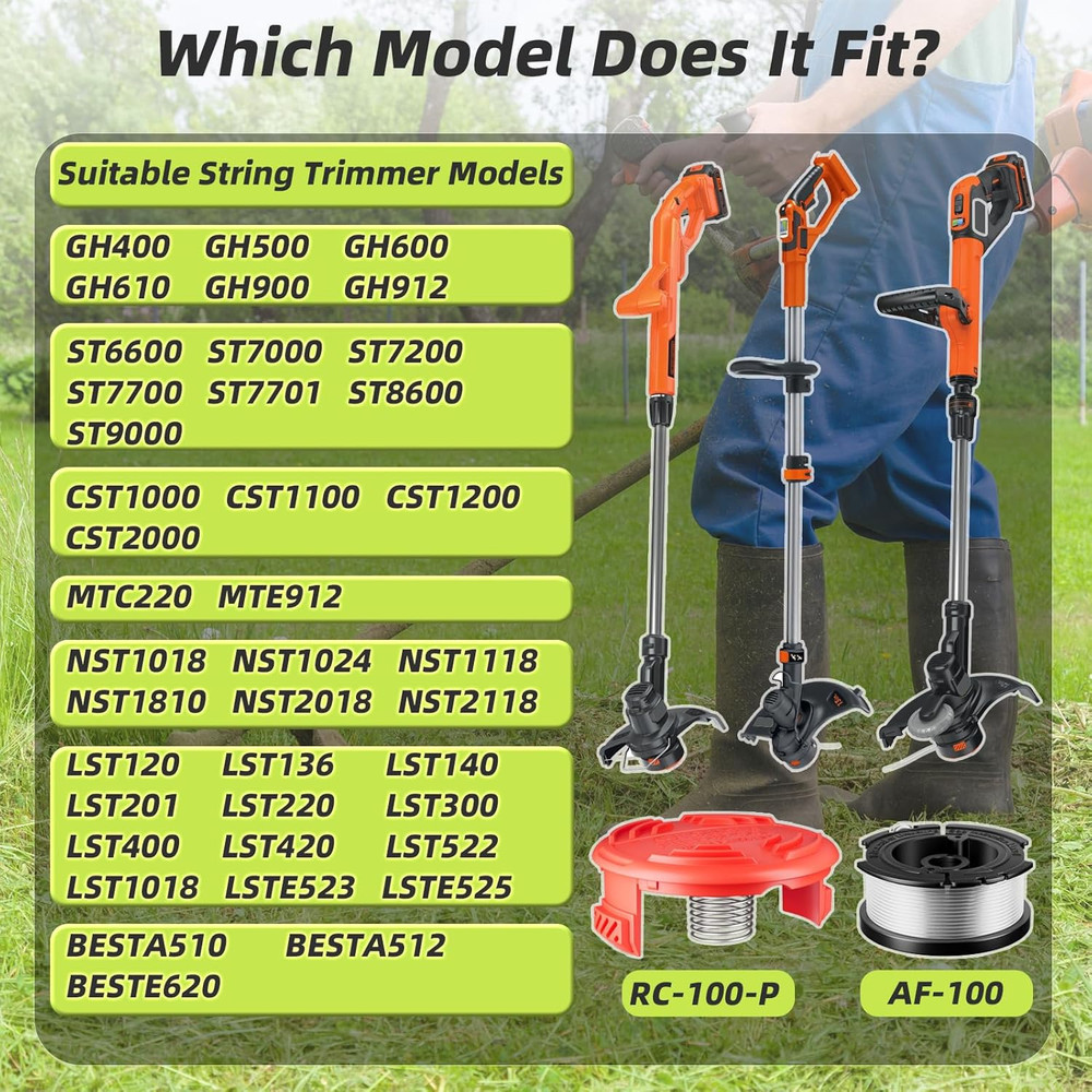 7 Pcs AF-100 Weed Eater Strings Compatible with Black and Decker Weed Eater, 0.0