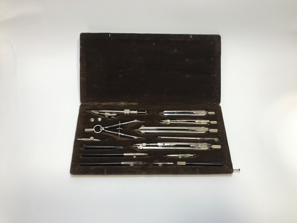 Vintage Soviet Drawing Tools Set Drawing Brass Box USSR 60s Rare Tool Engineer