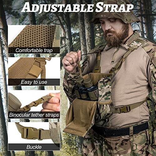 Binocular Harness, Adjustable Binocular Harness Chest Pack with Large Camo