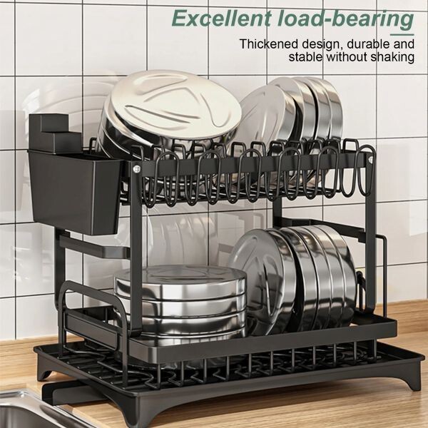 TWINS CHA & SAL Foldable Over The Sink Dish Drying Rack with Drainage, Stainless