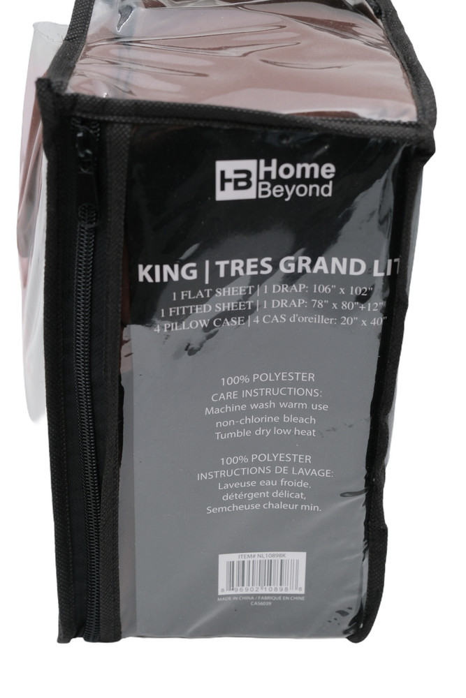 Home Beyond King Sheet Set 6pc Ultra Soft Brown 100% Polyester Deep Pocket