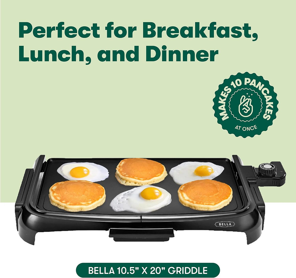 Electric Griddle & Flat Grill with Nonstick Large Cooking Surface and Removable