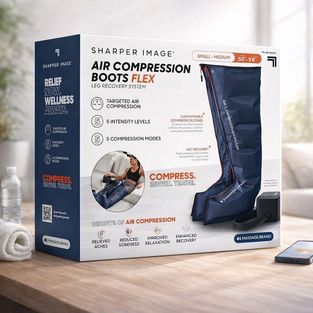 Sharper Image PowerBoost Air Compression Boots Leg Massager S-M