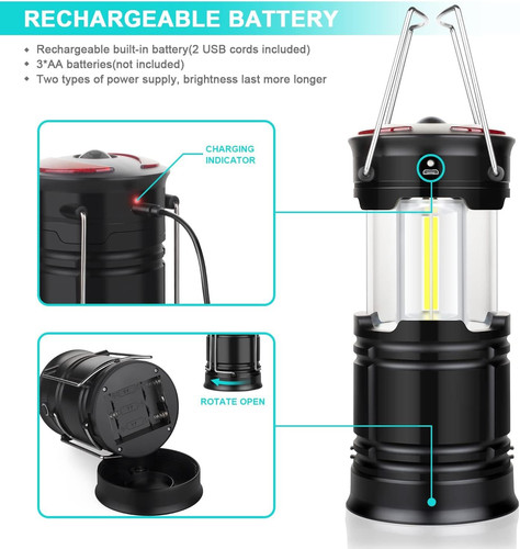 2 Pack Camping Lanterns Accessories USB Rechargeable and 2 Pack, 2 Red
