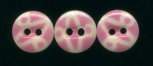 One Antique Button Uncommon Pink China Stencil Pattern #7