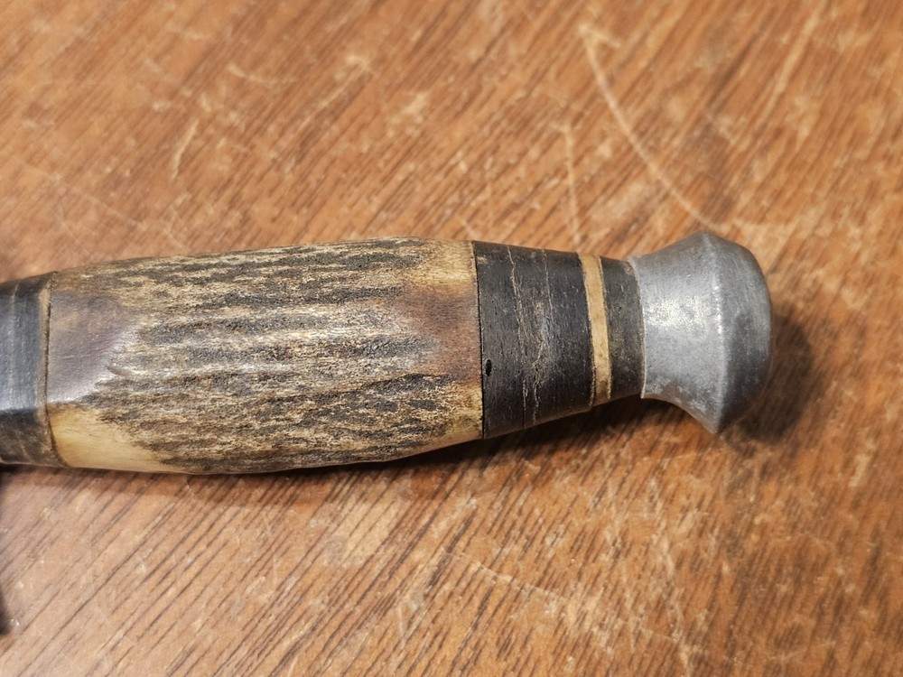 PIC Solingen Germany Stag Handle Fixed Blade Hunting Knife w/ Sheath Needs Work