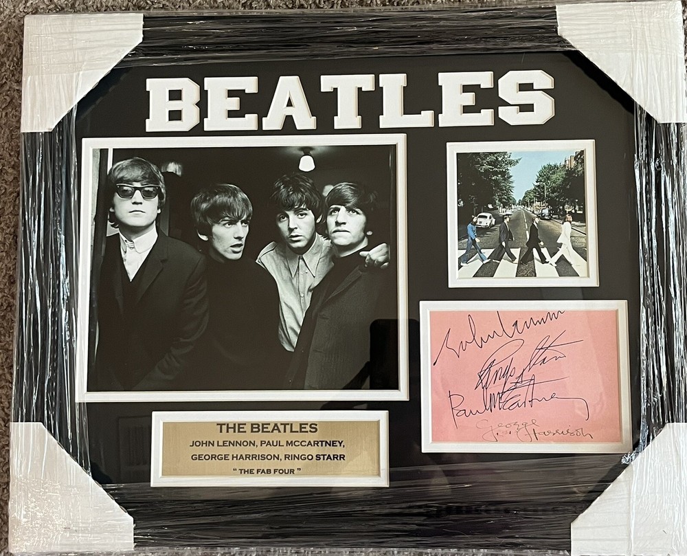 The Beatles Complete Band “fab Four” Facsimili Signed Collage
