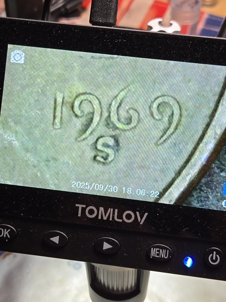 1969 S Lincoln penny with a missing FG error