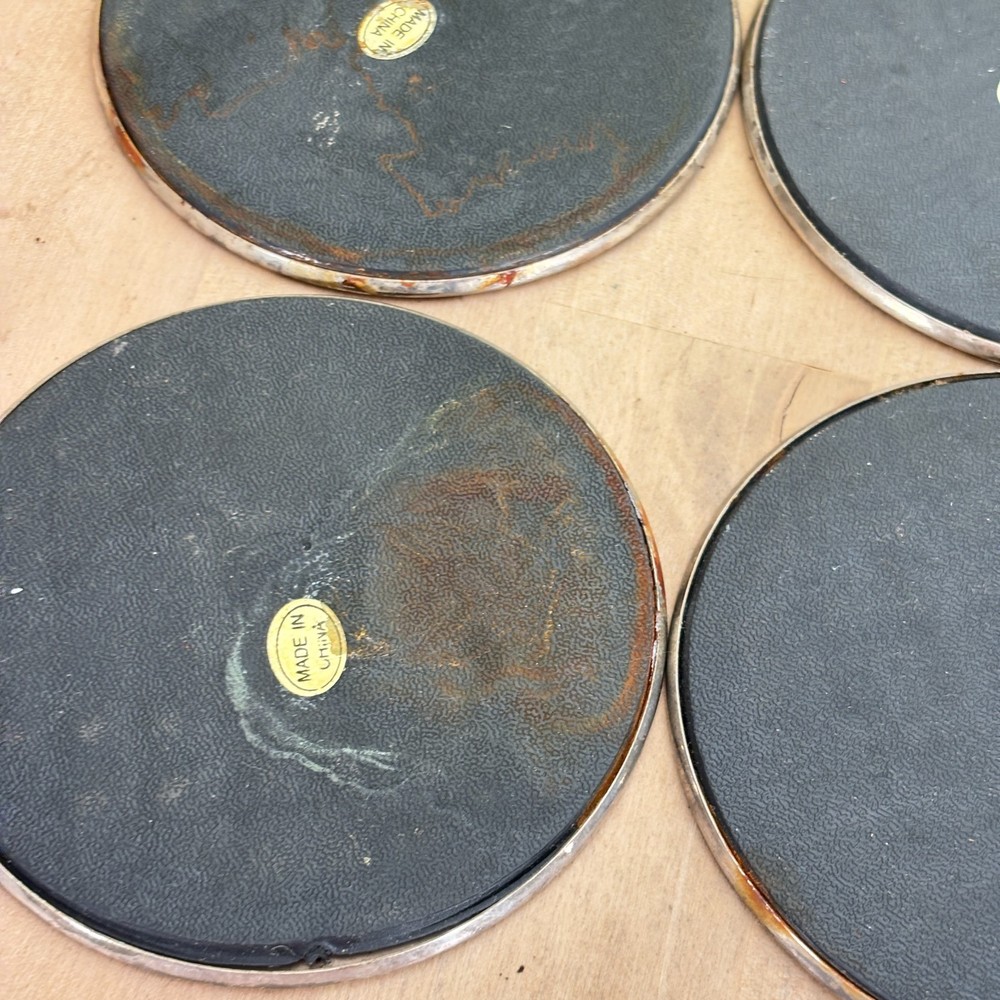 Set 9 Silverplate Coasters, Embossed Floral Pattern, Vintage, 3.5"dia