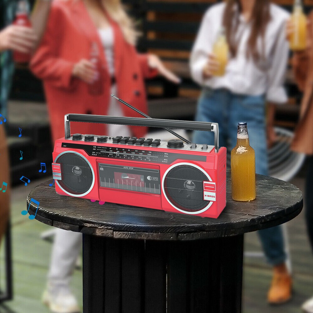 Portable Cassette Boombox Tape Player Bluetooth Speaker Support SD/USB Input