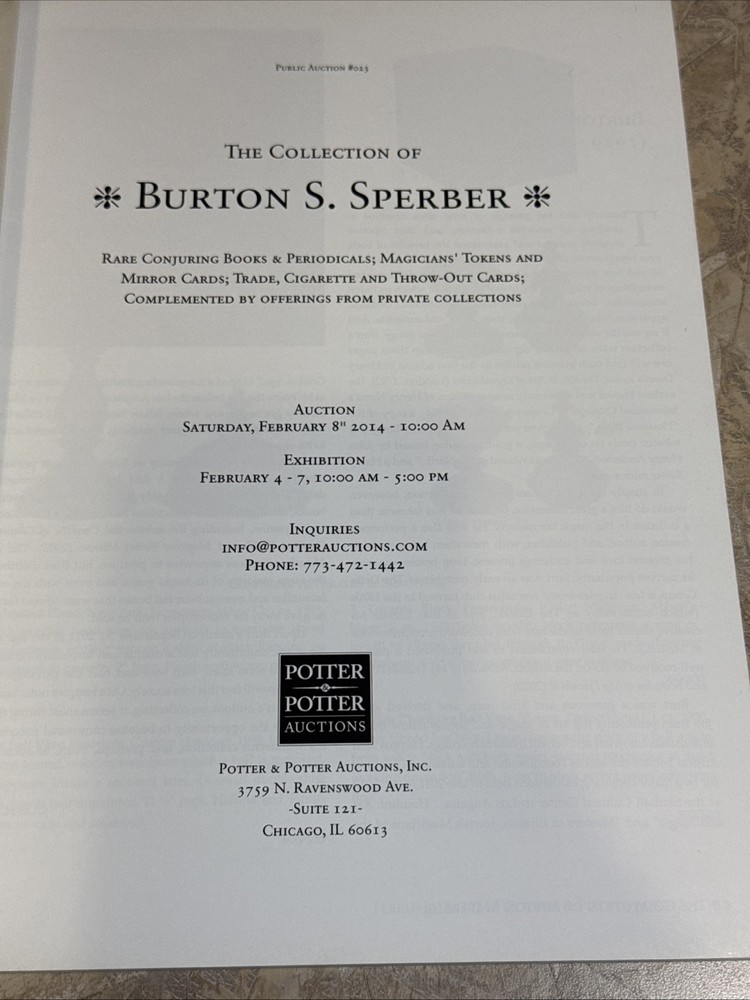 Potter & Potter Burton S. Sperber Magic Collection Catalog 2014