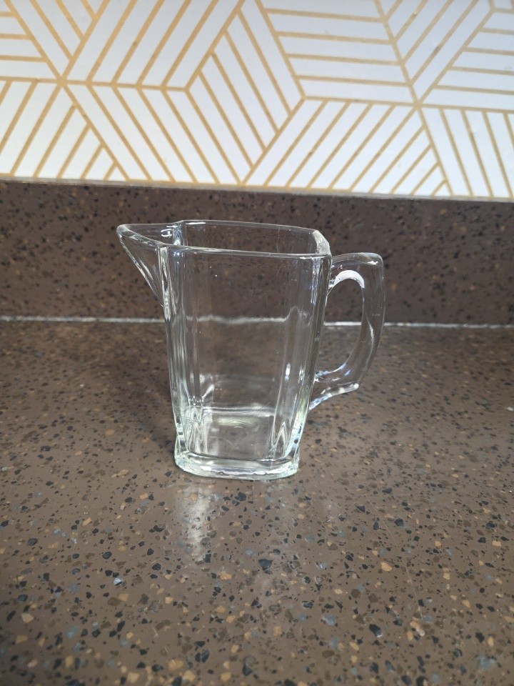 Vintage MCM Small Rectangular Clear Glass Pitcher- Small Scratch