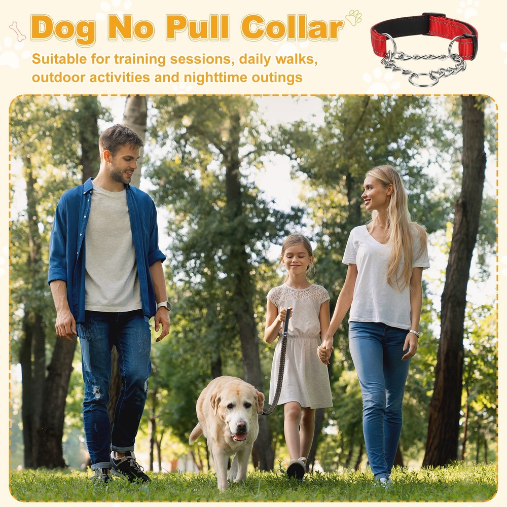 No Pull Collar for Dogs, Reflective Dog Chain Collars S (Pink)