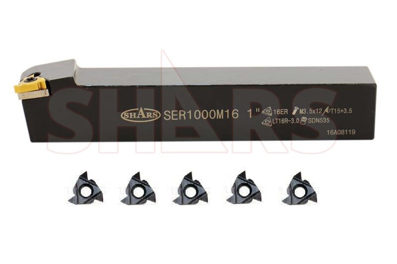 Shars 1" RH Indexable Threading Tool Holder  + 5 pcs ER16 Insert Certificate P]