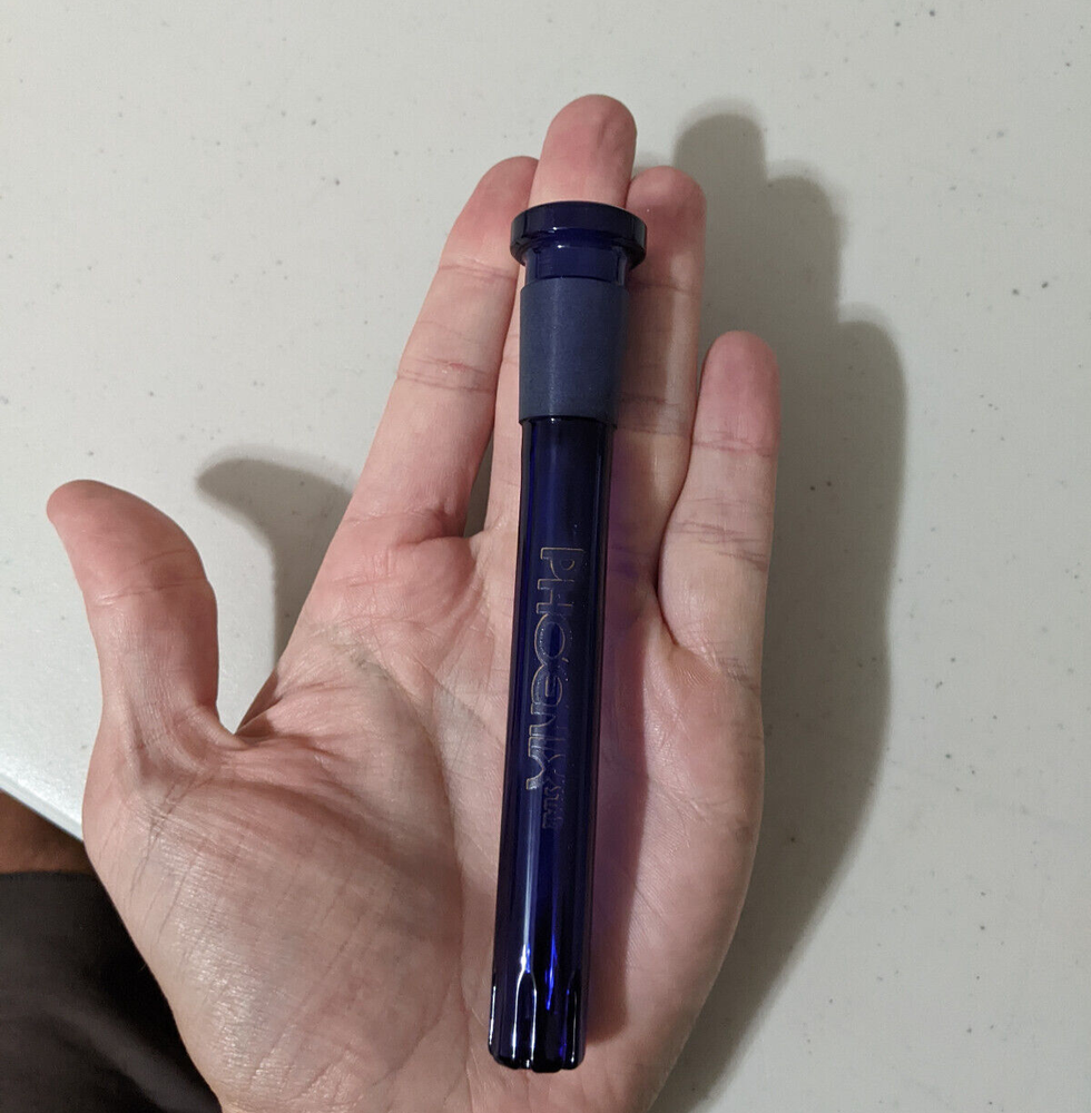 4" Inch 18mm/14mm Downstem Glass Slide Full Blue MATRIX Perc Diffuser