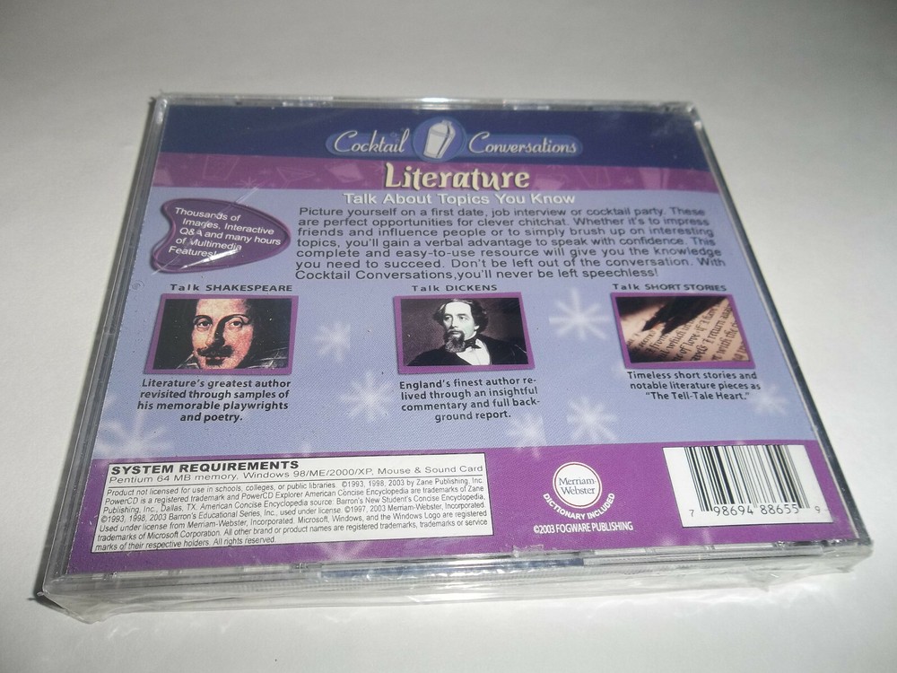 Cocktail Conversations Win XP CD 2003 – Literature Stimulating Topics - New