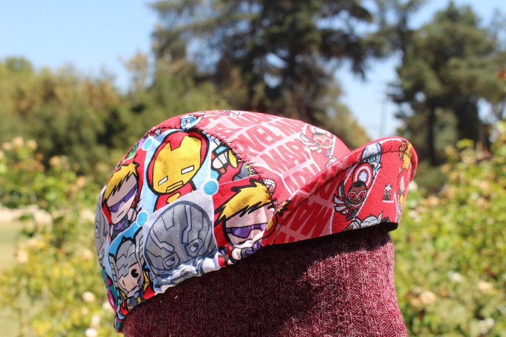 CYCLING CAP MINI MARVEL COMIC 100% COTTON ONE SIZE HANDMADE