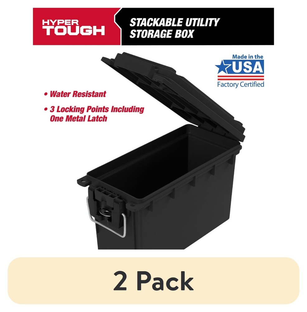 Hyper Tough Locking and Stacking Utility and Tool Box, Black Organization box