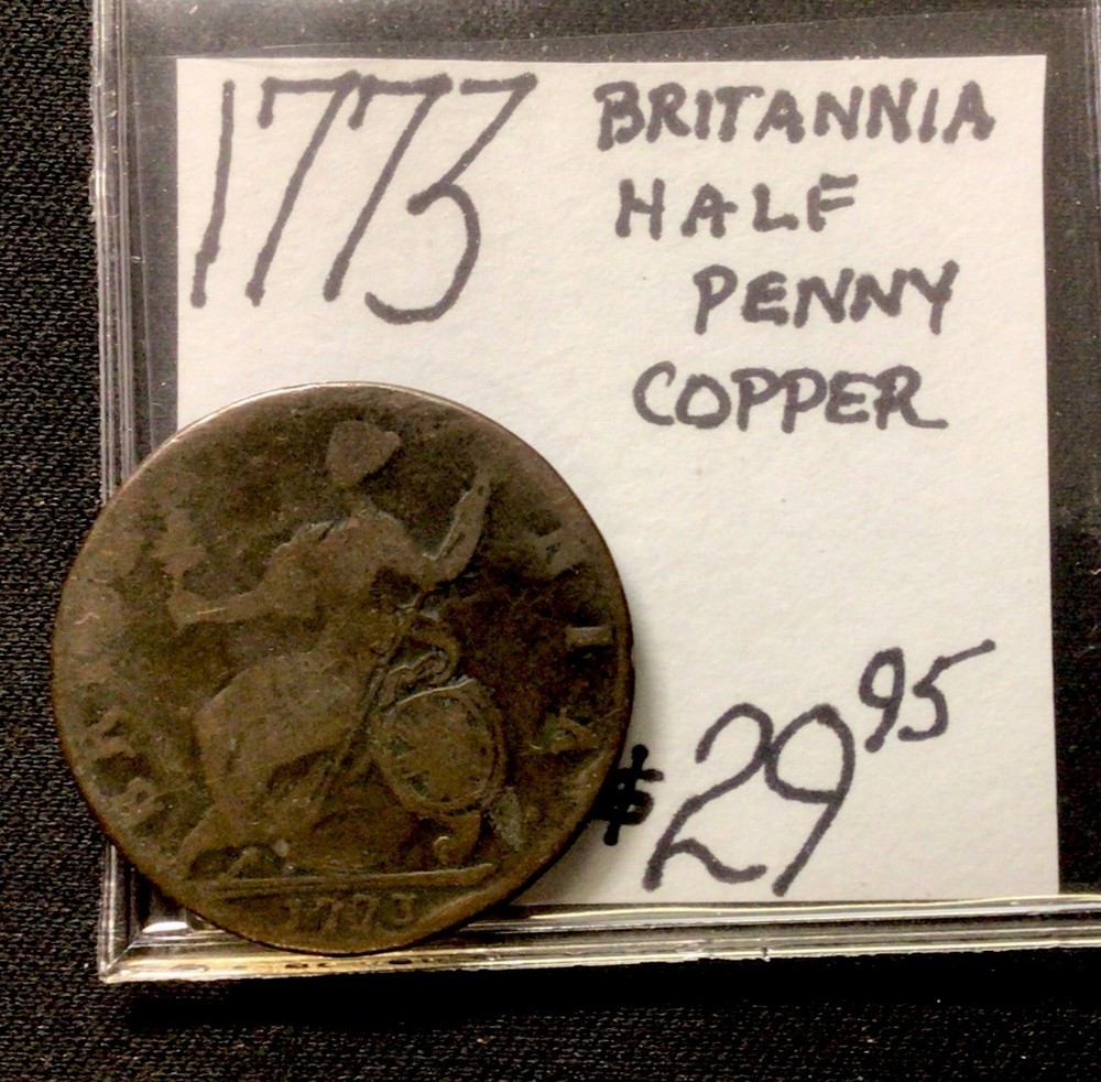1773 Britannia Half Penny Copper! ENN Coins