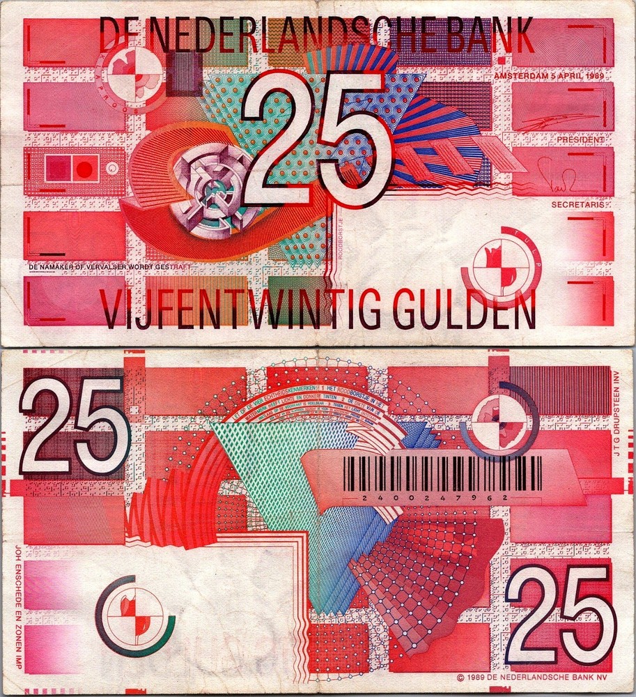 Netherlands 25 Gulden 1989 Pick # 100 CVF