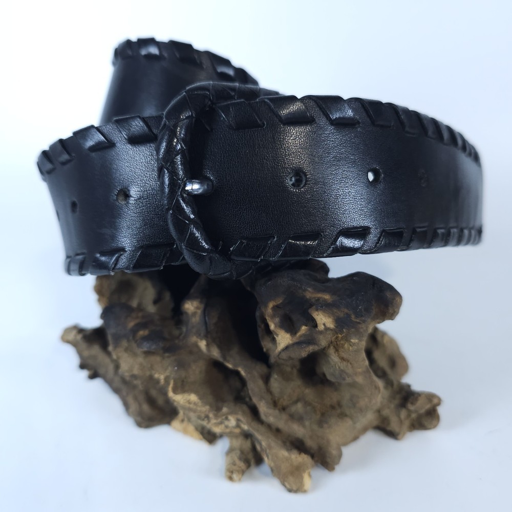 Braided Leather Belt Men Size 34 Full Grain Cowhide (No Loop)