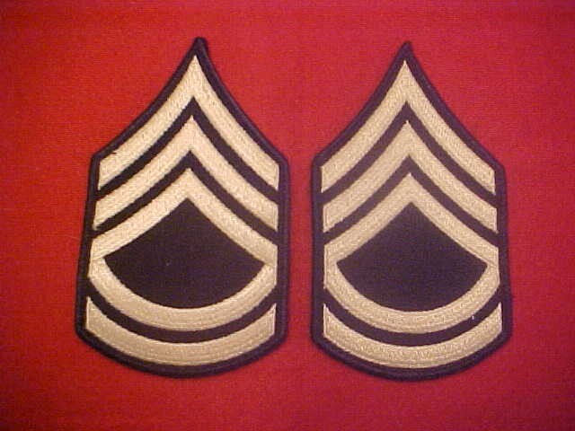 US Army Enlisted MALE E-7 Sergeant First Class gold on black patch set