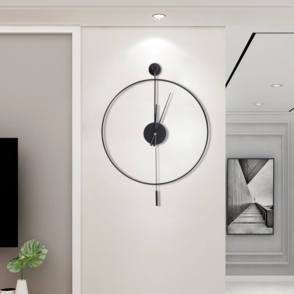 Modern Round Wall Clock Unique Design Silent Quartz Movement For Office, Study