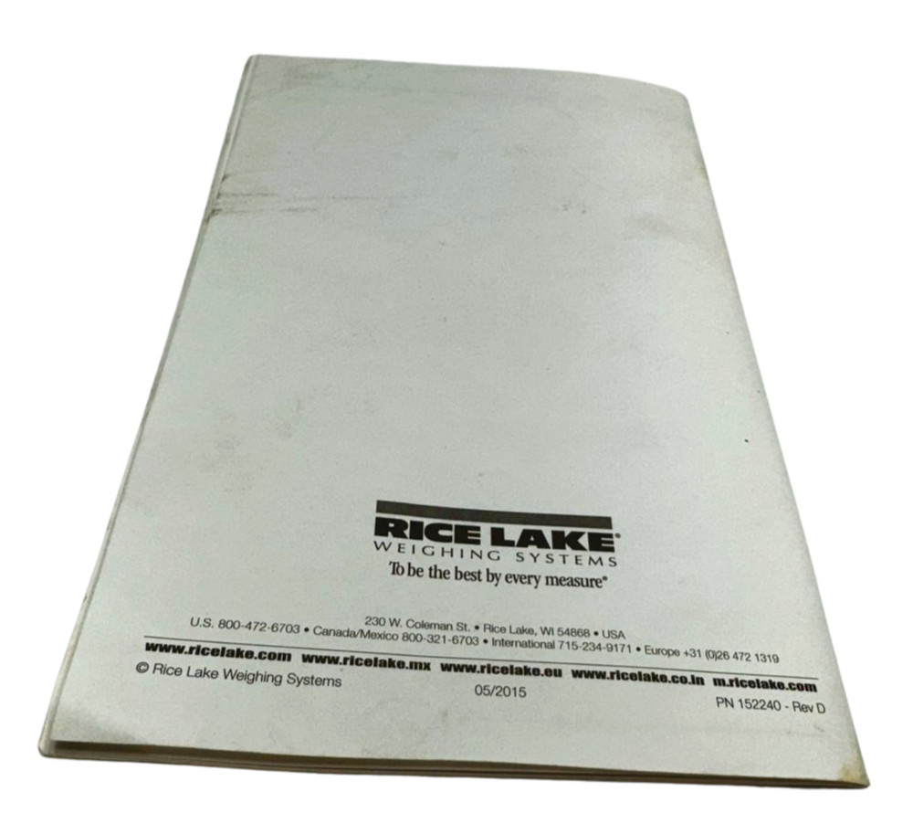 Rice Lake 880 Panel Mount Controller/Indicator Operation Manual, 152240 - Rev D