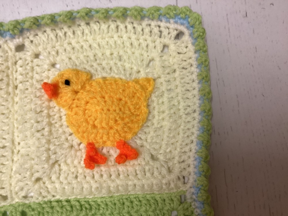 One Handmade Crochet SPRING/EASTER themed blanket 65cmx52cm