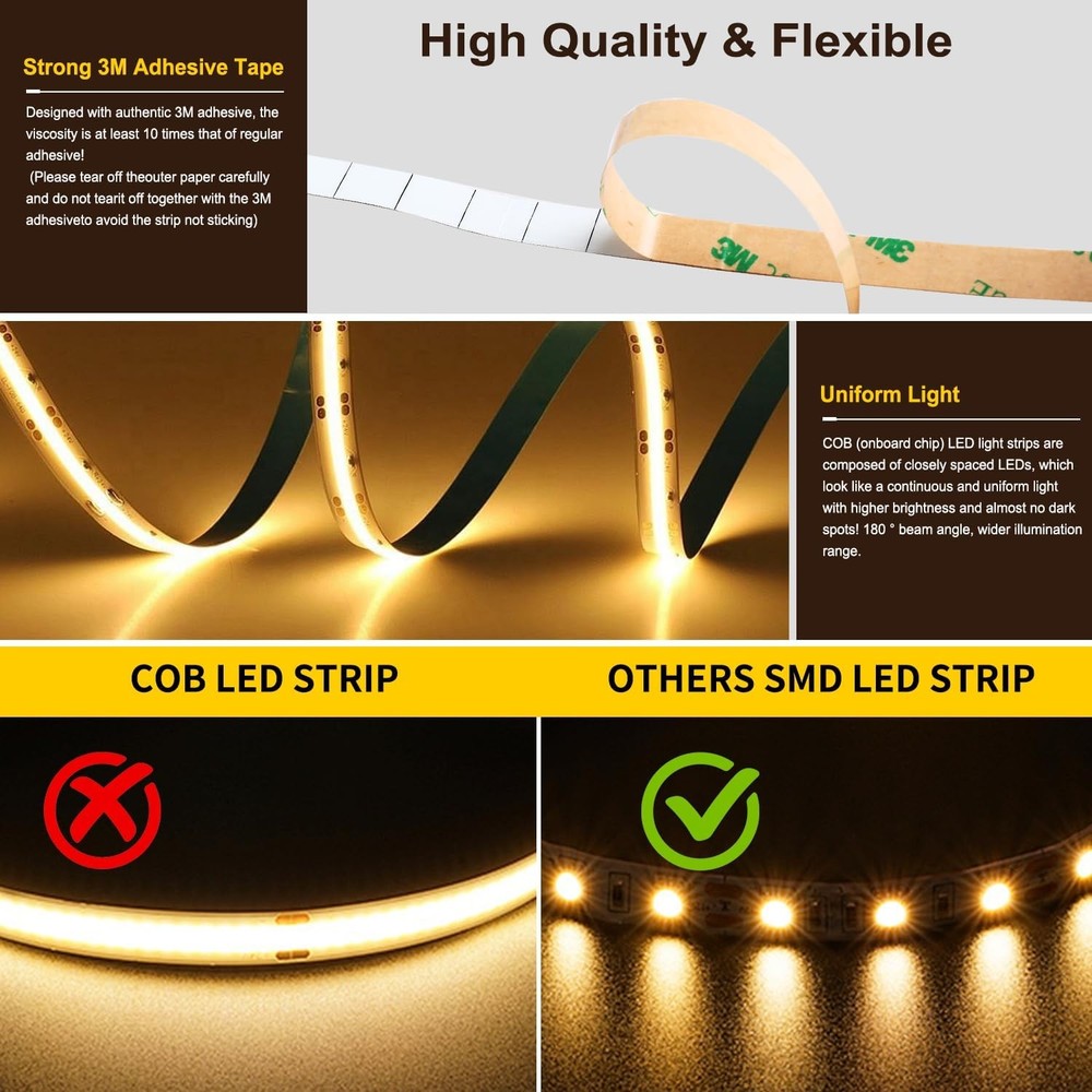 COB LED Strip Light,CCT Dimmable Strips 65FT, 576CCT