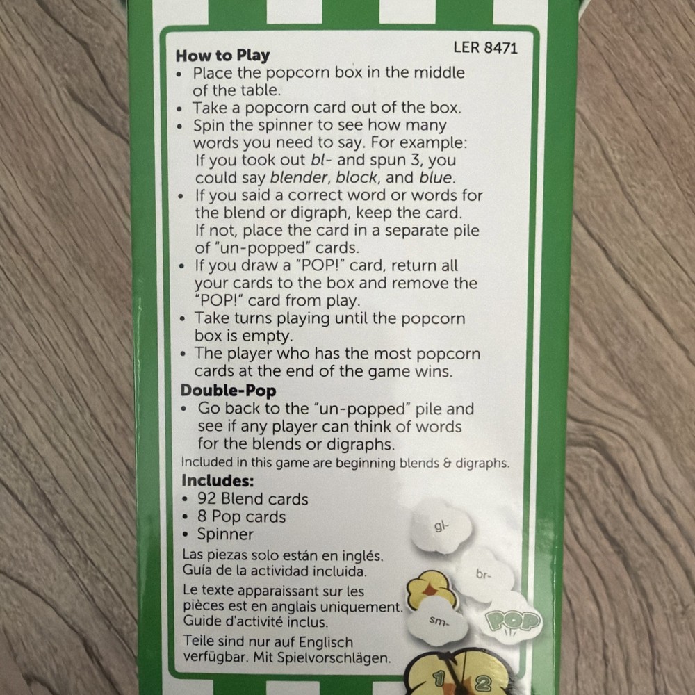 Learning Resources Pop for Blends Game 6+ Educational Phonics Word Activity