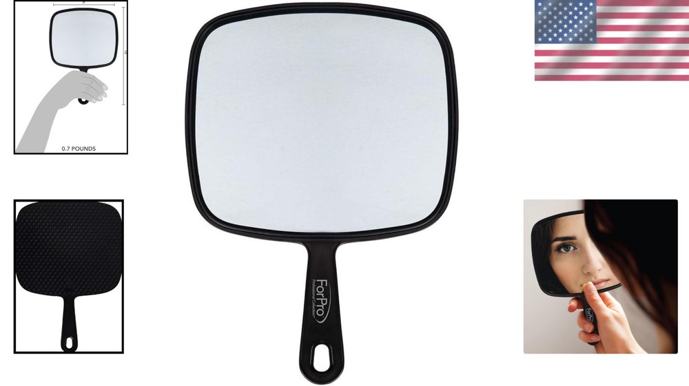 Extra Large Hand Mirror with Handle, 9" W x 12" L, Multi-Purpose Handheld Mirror