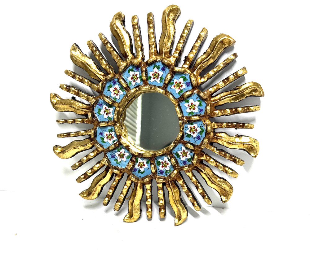 *Hand-Painted Peruvian Mirror: Boho Folk Wall Decor