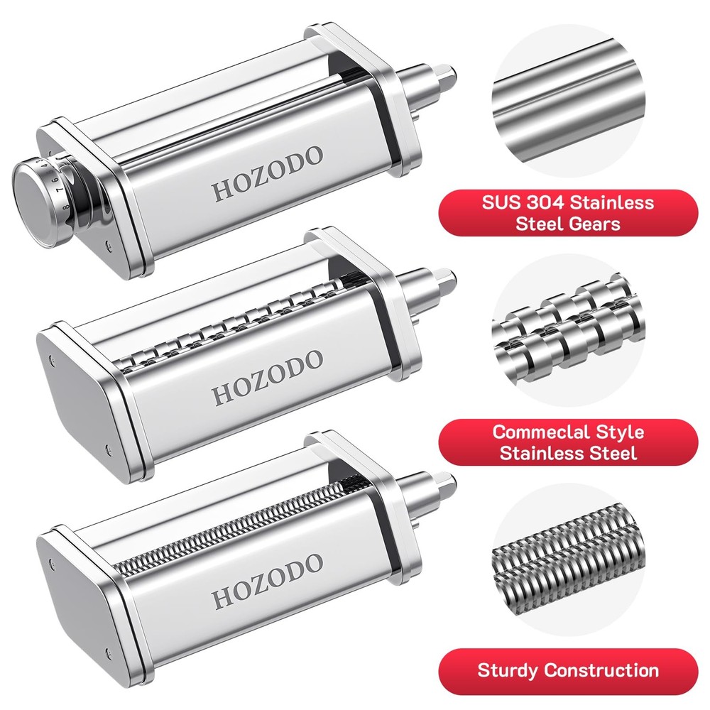 Pasta Attachment for KitchenAid Mixer, Includes Pasta Sheet Roller, Spaghetti...