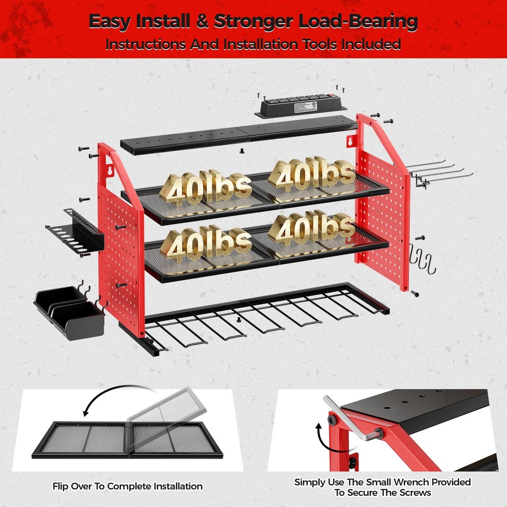 LBT Power Tool Organizer With Charging 6 Drills Holder, Red