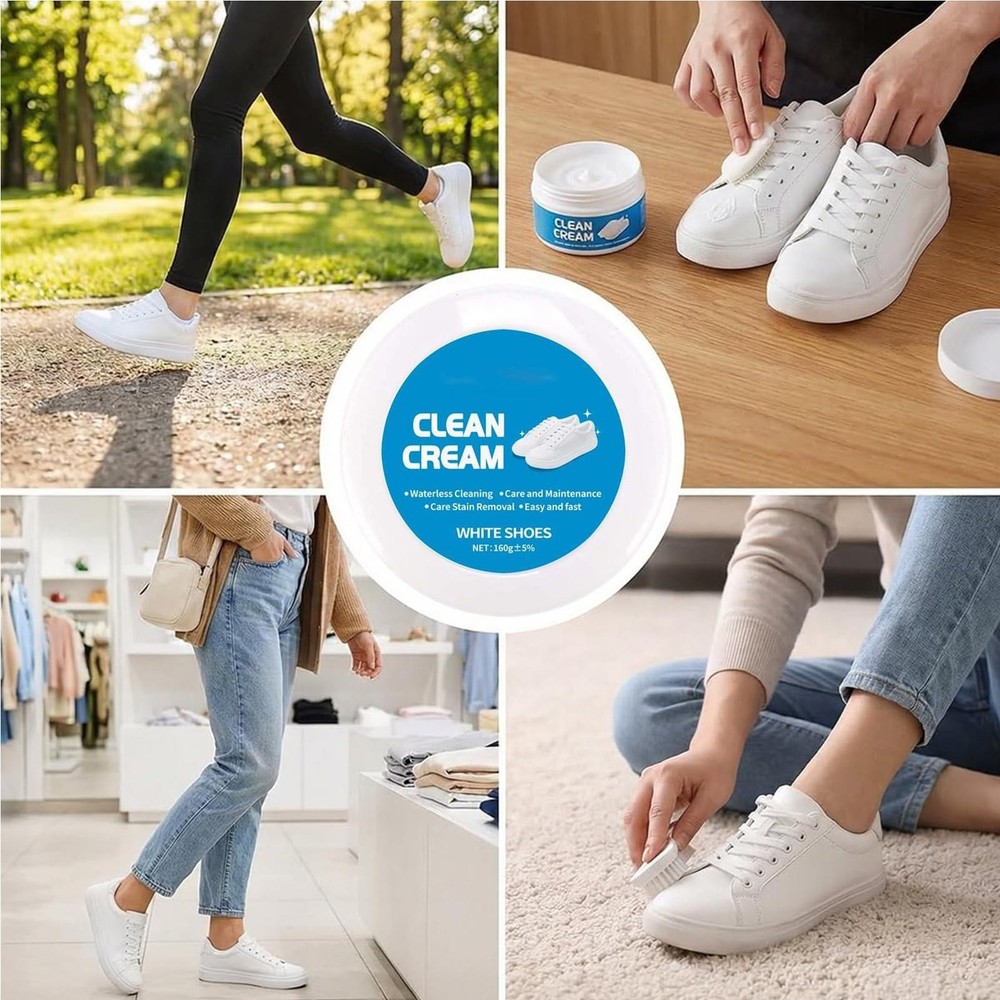 White Sneaker Cleaner 160g Dirt Remover Paste with Sponge Effective