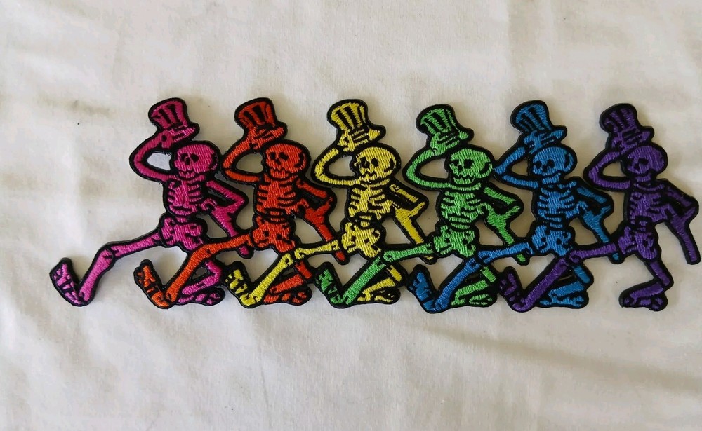 Grateful Dead Marching Bones Dancing Bones Embroidered Back Patch 9.1/2" x 3"