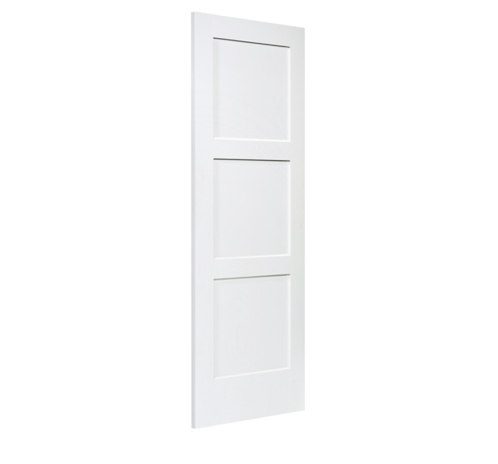 3 Flat Panel Equal Primed Mission Shaker Stile & Rail Solid Core Door Slabs 7ft