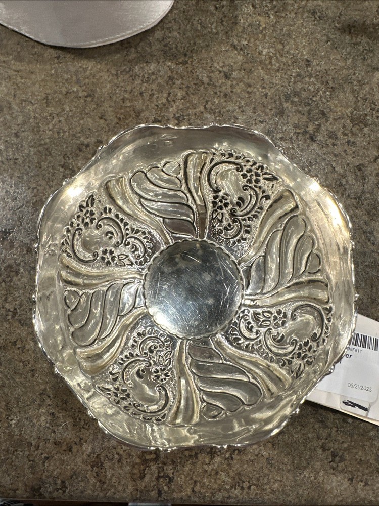 Vintage Sterling Silver Repousse Nut Bowl